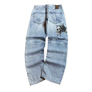 Vintage JIZO Baggy Light Wash Y2k Denim Japanese embroidered Jeans